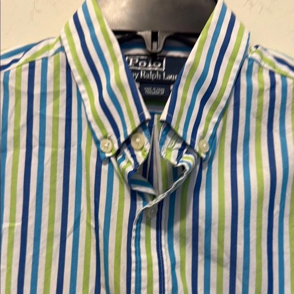 Polo by Ralph Lauren Blue and Green Casual Button Down Shirt